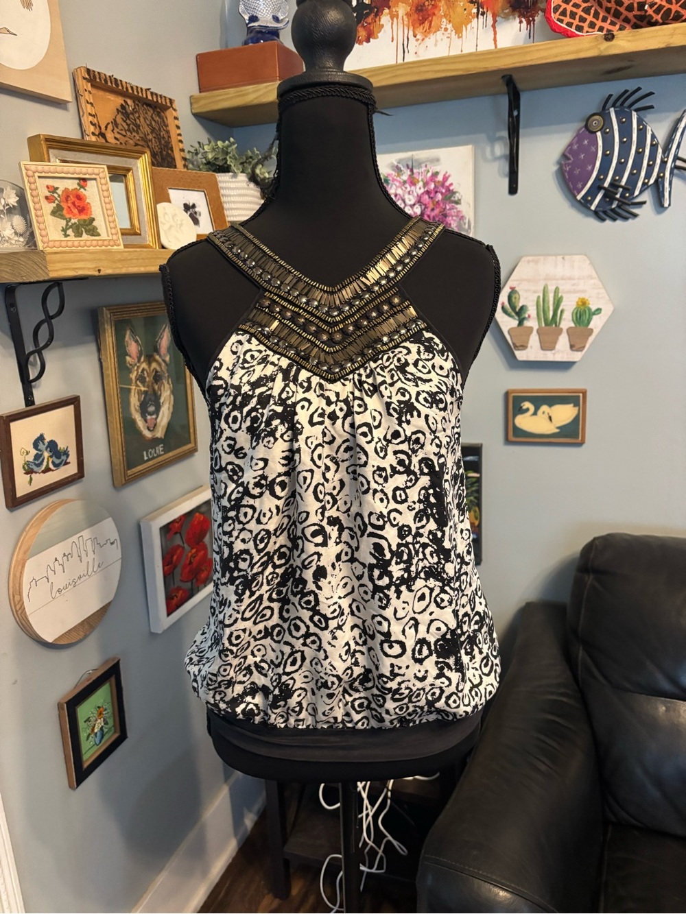 VTG Y2K Bebe 100% silk halter top embellished neckline size S
